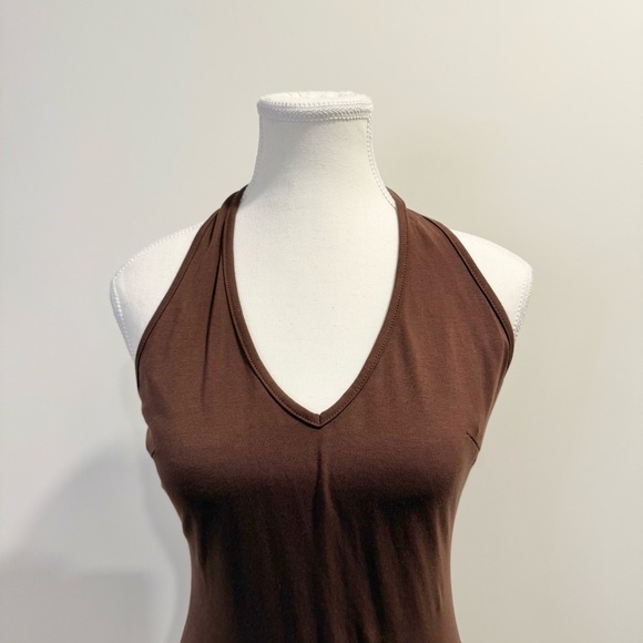 Princess Polly | women's small Chocolate Mini halter dress with deep v-neck - Picture 3 of 6